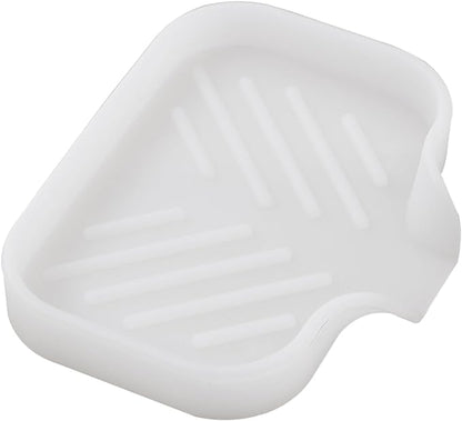 Silicone Bathroom Soap Dishes with Drain Spout-Bathroom and Kitchen Sink Organizer,Sponge Holder,Dish Soap Tray,Perfect for Dispenser,Scrubber,Bottle,Cup on Counter Translucent 4.9"×3.2"
