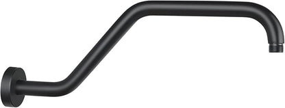 S Shape Shower Arm with Flange,High Rise Shower Head Extension Arm,Stainless Steel 15.5 Inch Shower Arm Extension,Matte Black,9Z3MK