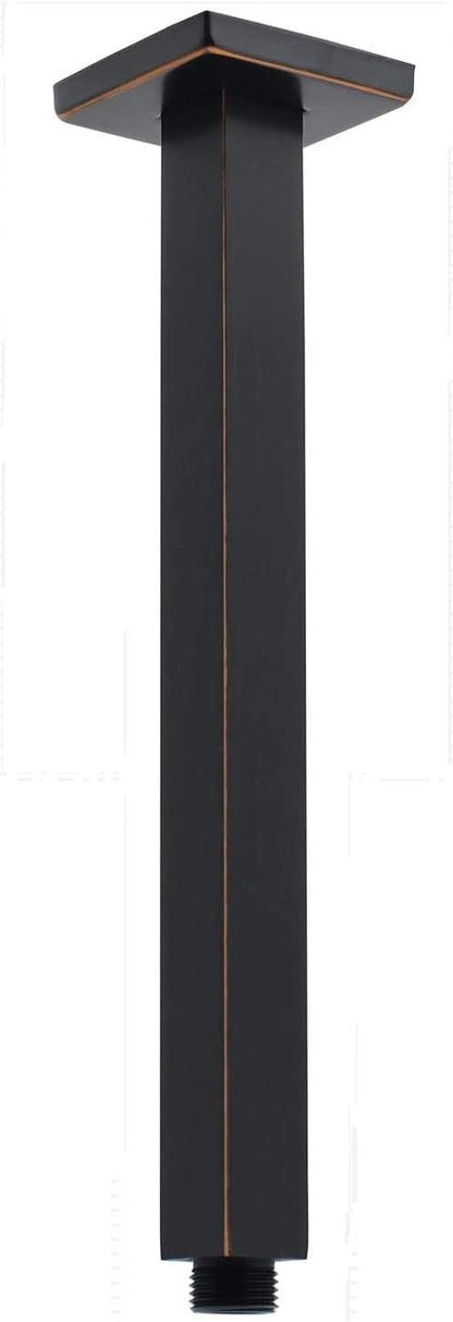 Ceiling Mount Rain Shower Head Extension Arm with Flange 20 Inches Square Straight Extender Extension Pipe Replacement, Long Shower Arm for High Ceiling,Oil-Rubbed Bronze