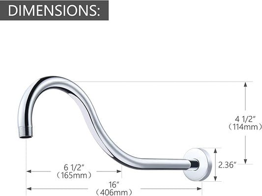 High-end Wall Mounted Extention High Arc Anti-corrosion Shower Arm（Made of Solid Brass) for RP61273 16-inch, Chorme