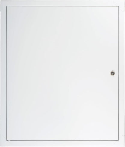 20" x 24" Lockable White Metal Access Panel. Service Shaft Door Panel with Key. Plumbing, Electricity, Heating, Alarm Wall Access Panel for Drywall. Bathroom Services Access Hole Cover.