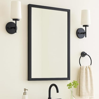 TEHOME Black Recessed Bathroom Medicine Cabinet with Mirror Squared Corner Rectangle Metal Framed Medicine Cabinet with Beveled Mirror 20x30''