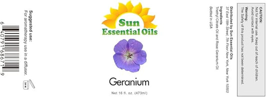 Sun Essential Oils Geranium Essential Oil 16oz - Aromatherapy Oil for Diffuser, and Stress Ease