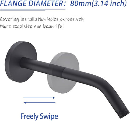 Shower Arm with Flange,Ceiling Mount Replacement Rain Shower Head Straight Arm Ceiling-Mounted For Fixed Shower Head & High Pressure Rain 10 Inch Matte Black,SW-RD91018-10MB.