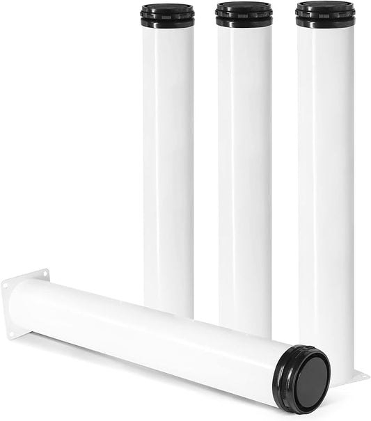 16 Inch Metal Furniture Legs Stainless Steel Adjustable Legs White Metal Legs Round Cabinet Legs for Coffee Table Cabinet Desk Sofa Shelves, Pack of 4