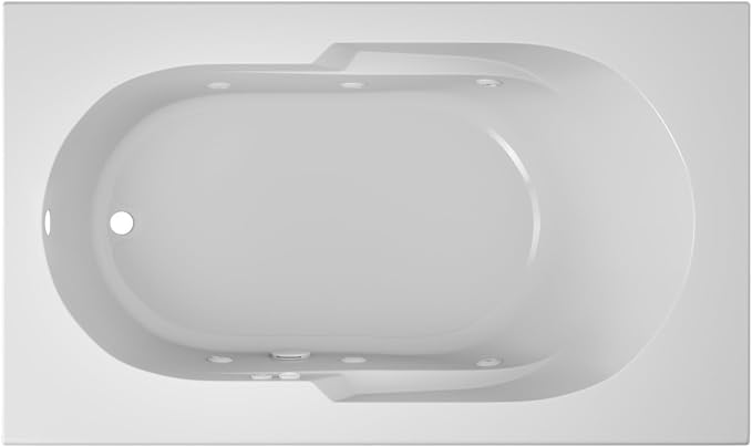 Jacuzzi SIGNATURE Acrylic Drop-In Bathtub, Jet Massage Tub, Slip Resistant, Left Drain Placement, 60" (L) x 36" (W), Rectangle, White