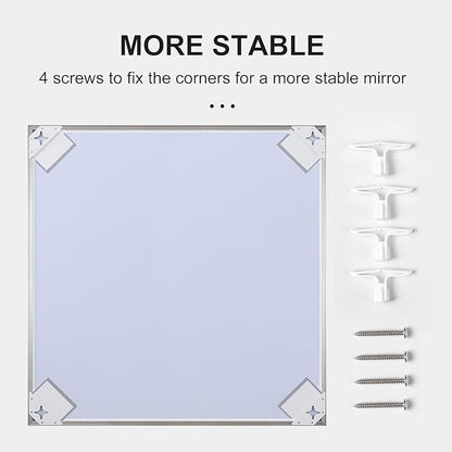 24x36 Inch Silver Bathroom Mirror - Copper-Free Mirror, Aluminum Alloy Frame Vanity Rectangle Wall Mounted Modern Mirror for Bedroom/Living Room/Porch Horizontal or Vertical