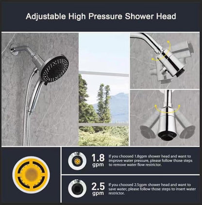 2.5gpm Magnetic Shower Head with Handheld:High Pressure10-setting Handheld Shower Head,Magnetic Bracket,59 Inches Stainless Steel Shower Hose,Magnetic Shower Base. (Basic Model, Chorme)
