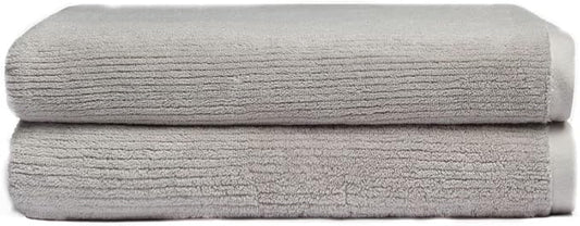 Cozy Earth Ribbed Bath Sheet Set - 60% Cotton 40% Viscose from Bamboo Bath Sheets - Soft & Absorbent Textured Ribbed Pattern - 2 Pack Light Grey