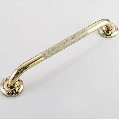 Textured Shower Grab Bar, 18-Inch Bathroom Support Rails, Stylish Anti-Slip Safety Armrest Hand Rail, Polished Gold Finish, Good for Senior, Kids, Elderly