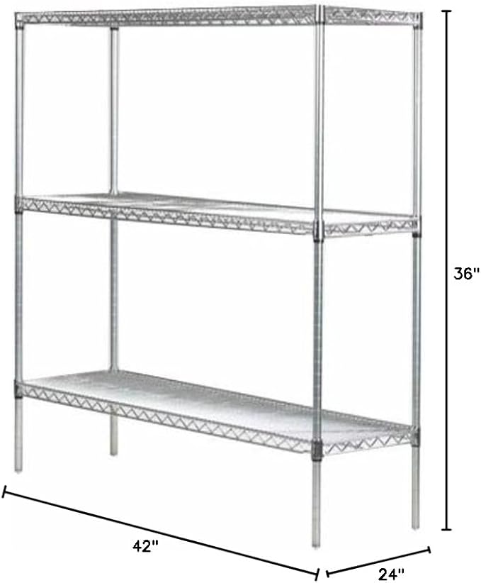 Omega 24" Deep x 42" Wide x 36" High 3 Tier Gray Starter Shelving Unit