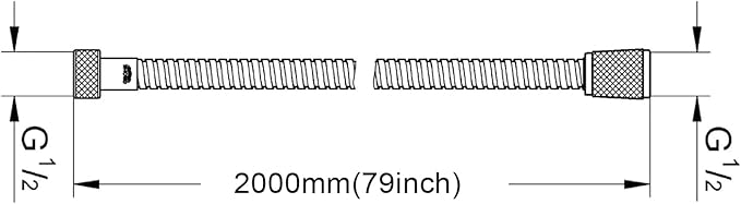 shower hose 304 stainless steel extra long shower hose replacement handheld shower head hose extension (Chrome, 78 inch)