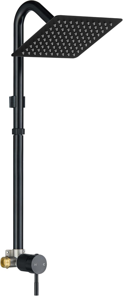 LIWEIKE Outdoor Shower Kit, All Mental Matte Black Outdoor Shower Fixtures with 8 Inch Rainfall Shower Head Outside Shower with Single Handle for Backyard, Valve Included