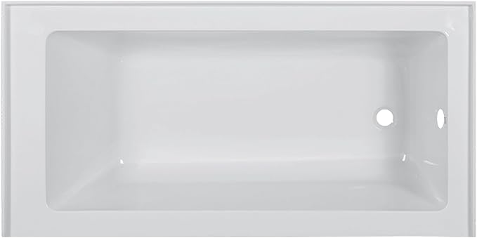 Fine Fixtures Acrylic, Fiberglass Alcove Soaking Bathtub with Integral Apron Front - Drain Included (60" x 36", Right Hand, White)
