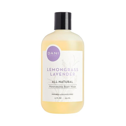 DANI Naturals Moisturizing Body Wash - Calming Lemongrass Lavender Scent with Organic Aloe Vera & Natural Glycerin - Paraben, Sulfate, & Phthalate-Free Shower Gel - 12 oz Bottle, Vegan & Cruelty-Free