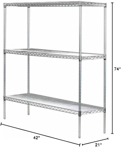 Omega 21" Deep x 42" Wide x 74" High 3 Tier Chrome Starter Shelving Unit