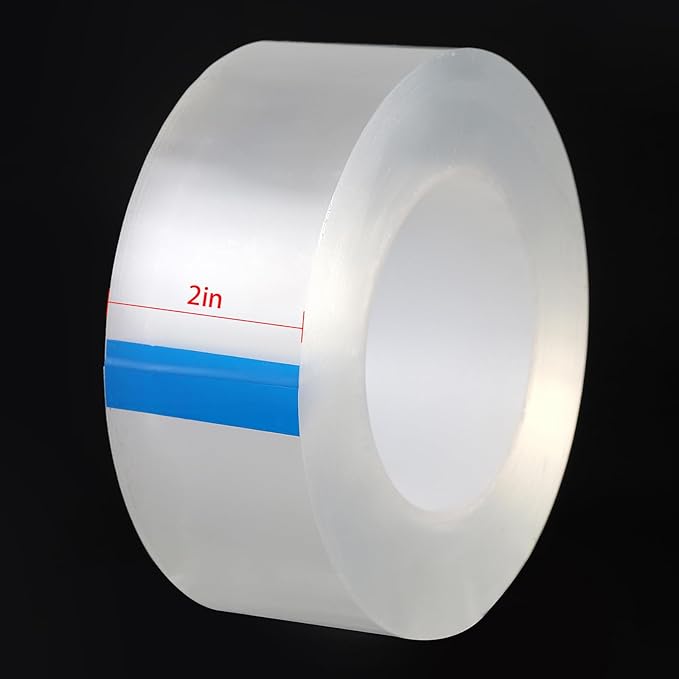 Transparent Weather Sealing Tape, Clear Draft Isolation Film Tape for Door Draft Stopper, Adhesive Tape for Doors, Windows and Shower Glass Gaps - No Residue (2 Inch x 16Ft)