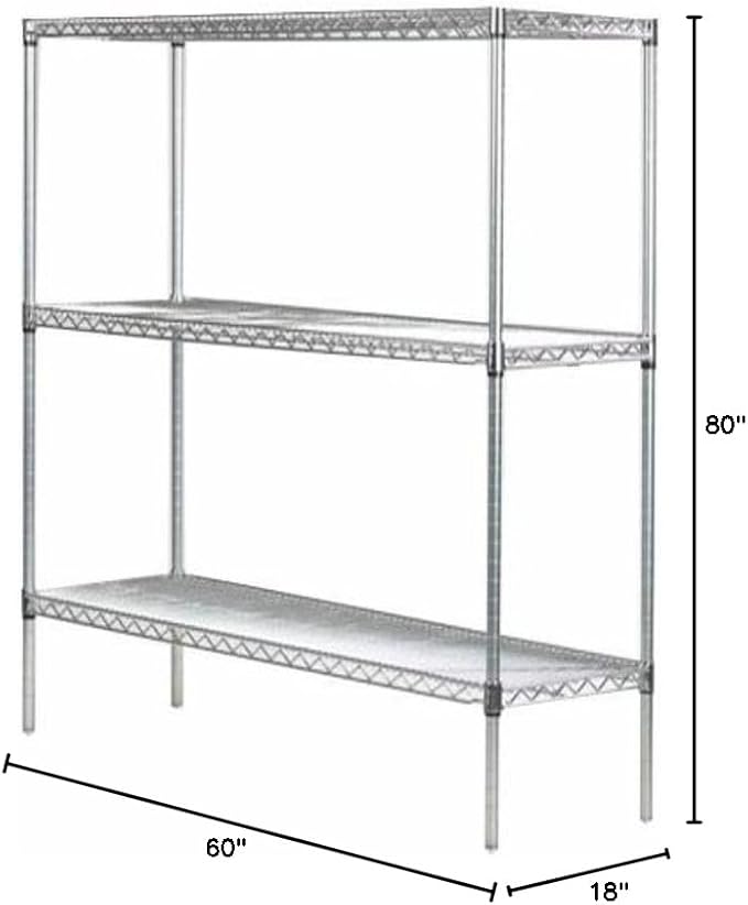 Omega 18" Deep x 60" Wide x 80" High 3 Tier Chrome Starter Shelving Unit
