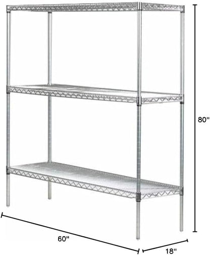 Omega 18" Deep x 60" Wide x 80" High 3 Tier Chrome Starter Shelving Unit
