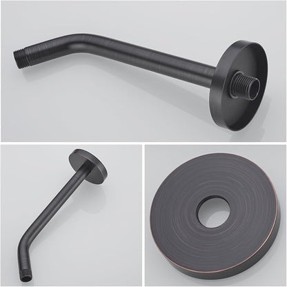 Shower Arm with Flange, Made of 304 Stainless Steel Shower Extension Extender Pipe, Wall-Mounted for Fixed Bathroom Showerhead, Never Rust 10 Inch Oil Rubbed Bronze,SW-RD91018-10-ORB.