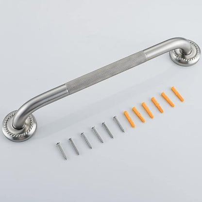 Anti Slip Shower Grab Bar, 12-Inch Toilet Textured Sturdy Hand Rail, Stylish Bathroom Armrest, Brushed Nickel Finish, Multi Function Assist Handle