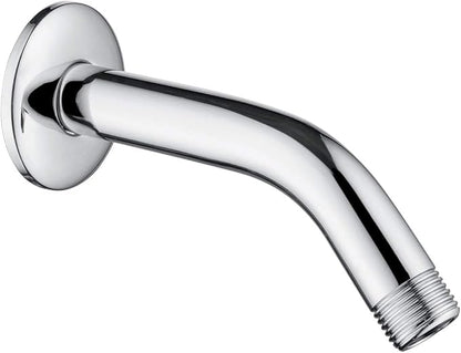 BRIGHT SHOWERS Brass Shower Arm with Flange 6 Inch Wall Mounted Shower Pipe Arm Extension for Fixed Shower Head and Handheld showerhead, Chrome