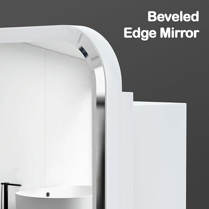 Rectangle Medicine Cabinet with Beveled Edge Mirror, No-Assembly Bathroom Wall Cabinet with Mirror, Adjustable Shelves, Tissue Slot, Recessed or Surface Mount (36" H x 24" W)