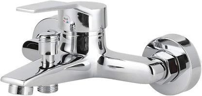 GLOGLOW G1/2in Thread Copper Shower Faucet, Wall Mounted Triple Mixer Tap with Single Lever Design, Electroplated Mirror Surface for Bathroom Bathtub