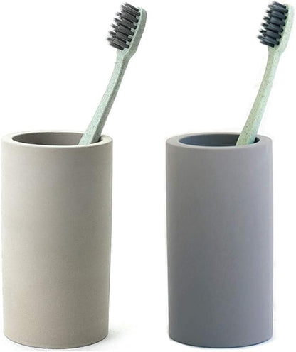 2 Pack Toothbrush Holder Bathroom Diatomite Toothbrush Organizer Stand, Water Absorption Fast Drying Toothbrush Cup Holder for Electric Toothbrush Toothpaste Razor Makeup Brush (Dark Grey+Light Grey)