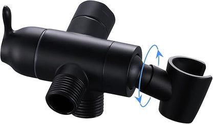 Shower Arm Diverter with Handshower Mount, G1/2 Brass 3 Way Shower Diverter Valve Bathroom Universal Shower System Replacement for Handheld Shower and Fixed Shower Head(Matte Black)
