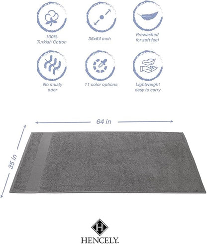 Hencely Bath Sheet Set of 2 - (35x64 Inches) - Luxury Extra Large Oversized Towels, 100% Cotton - Quick Dry, Highly Absorbent, Super Soft - Ideal for Spa, Hotel, Bathroom - (Bath Sheets 2 Pack, Gray)