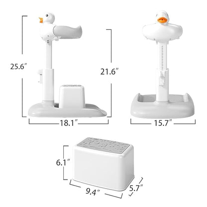 Baby Bath Stand with Built-in Seat - Duck Design - Anti-Slip Base - Baby Shower Stand for Sitting or Standing (Gray)