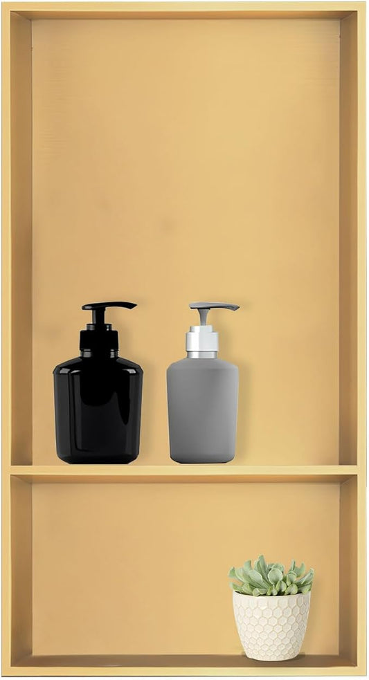 Shower Niche,12 * 24 Stainless Steel Elegant Bathroom Niche, No Tile Needed Recessed Shower Shelf Organizer for Storage,Gold