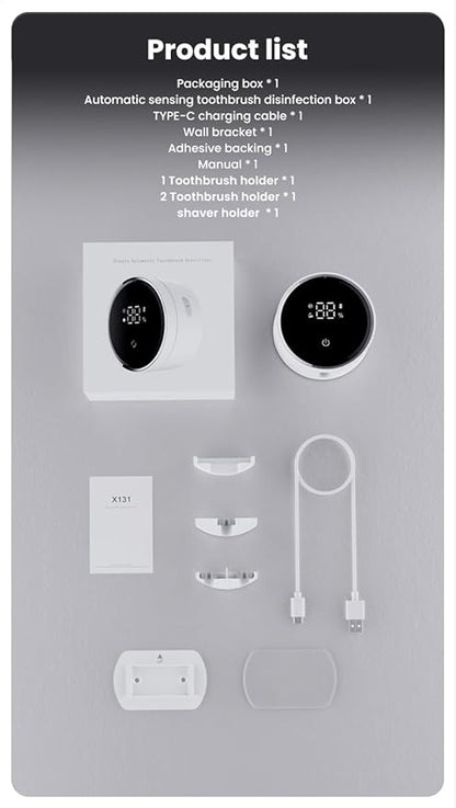 Toothbrush Holders for Bathroom, WONICO Toothbrush Sanitizer Holder, Tooth Brush Wall-Mounted Cleaner Organizer with Auto-Inductive Cover, Air Drying Fits Most Electric, Manual and Kids’ Toothbrushes