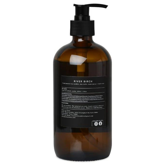 River Birch Bluebonnet Scented Natural Hand Soap -Handmade Hand Soap -Moisturizing Hand Wash with Amber Glass Dispenser - Luxury Scented Hydrating Soap - Vegan and Non-Toxic -16 Fl Oz