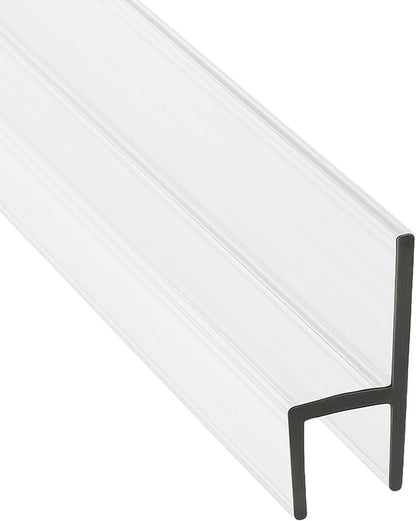 Frameless Shower Door Side Seal Strip H-Type 180 Degree 85inch Length, Clear (1, 1/4inch Glass)