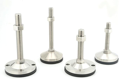 Adjustable Threaded Pole Leveling Foot,2-Pack,Susenya Table Self Leveling Feet Screw on Leveling Feet M14 Thread,440 Lb Capacity Black Nylon Stainless Steel D80xM14x100…