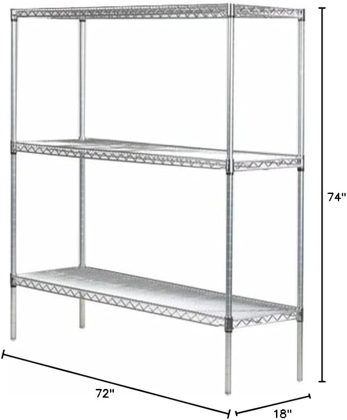 Omega 18" Deep x 72" Wide x 74" High 3 Tier Gray Starter Shelving Unit