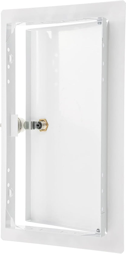 6" x 12" Lockable White Metal Access Panel. Service Shaft Door Panel with Key. Plumbing, Electricity, Heating, Alarm Wall Access Panel for Drywall. Bathroom Services Access Hole Cover.