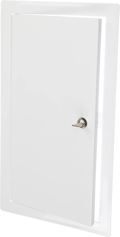 8" x 16" Lockable White Metal Access Door - Service Shaft Panel with Key for Plumbing, Electricity, Heating, Alarm & Bathroom Services