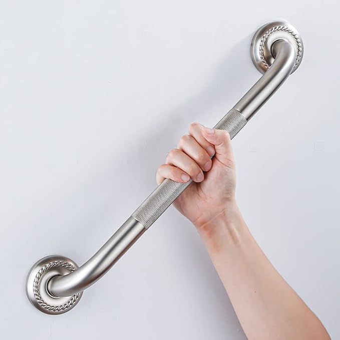 Anti Slip Shower Grab Bar, 18-Inch Toilet Textured Sturdy Hand Rail, Stylish Bathroom Armrest, Brushed Nickel Finish, Multi Function Assist Handle