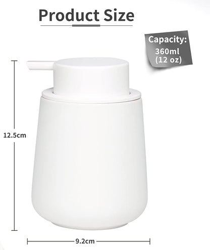 BosilunLife Foam Soap Dispenser - 12 oz Bathroom Lotion Pump, White Ceramic Dish Liquid Dispenser for Kitchen and Hand Wash (Rubber Paint)