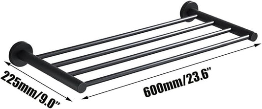 20 Inch Bathroom Towel Rack, Hotel Style Towel Racks for Bathroom Wall Mounted, Modern Towel Bar Rack, 2-Tier Towel Shelves, Black
