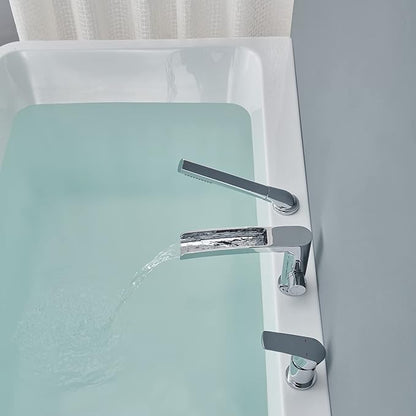 Waterfall Roman Tub Faucet Chrome Deck Mount Bathtub Faucets Brass Tub Filler Bathroom Faucets with Hand Shower