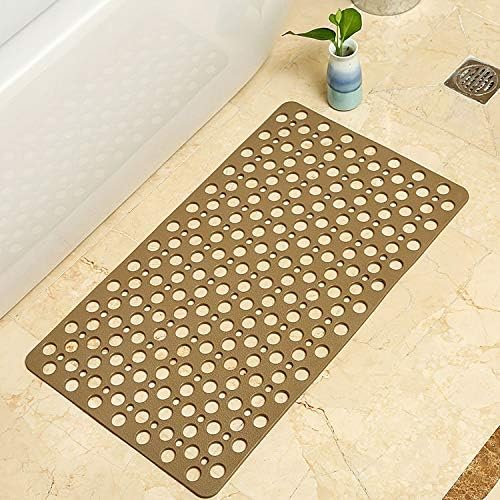 Casa and Beyond Shower Mat,Non Slip Bath Mat and Shower Mat with Suction Cups and Drain Holes,Bathroom Mat Easy to Clean Soft Machine Washable,Bathtub Mat Easy Dry&Cut (Coffee,21" x 21"(Rectangular))