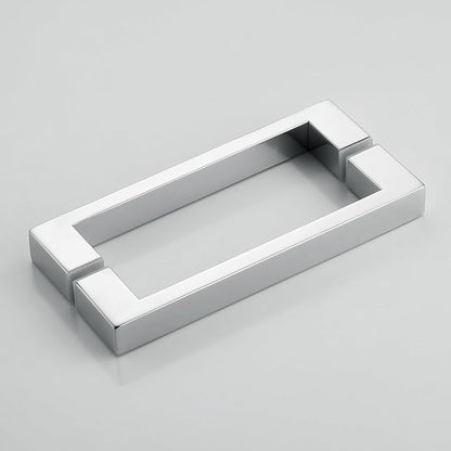 Shower Door Hardware Kit for Frameless Corner Shower Setup, Includes Hinges, Square Pull Handles, U-Clamps and Connector, for 5/16"–3/8" Glass, Bathtub or Standing Shower Use, Chrome