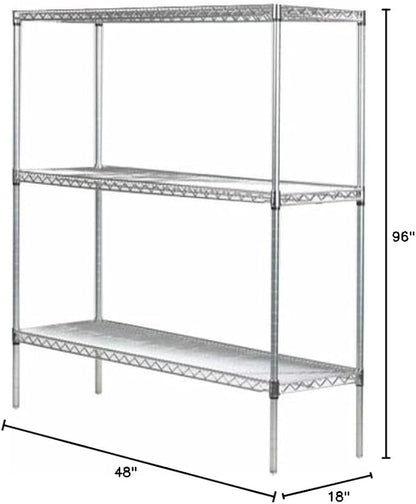Omega 18" Deep x 48" Wide x 96" High 3 Tier Chrome Starter Shelving Unit