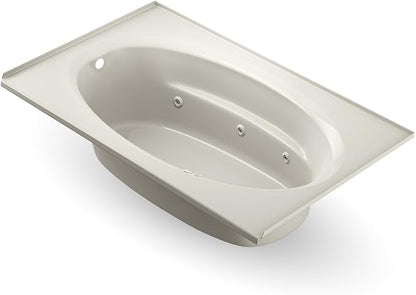 Jacuzzi SIGNATURE Acrylic Drop-In Bathtub, Heated Jet Massage Tub, Slip Resistant, Left Drain Placement, 72" (L) x 42" (W), Oval In Rectangle, Oyster