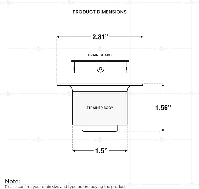 Highcraft Flat Stainless Steel RV Mobile Shower Strainer - Drain Assembly for Bar or Bathroom Sinks