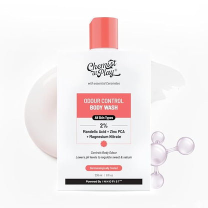 Chemist at Play Odour Control Body Wash| Controls Body Odour| Long Lasting Freshness | Regulates sweat & sebum| 7.9 Fl oz